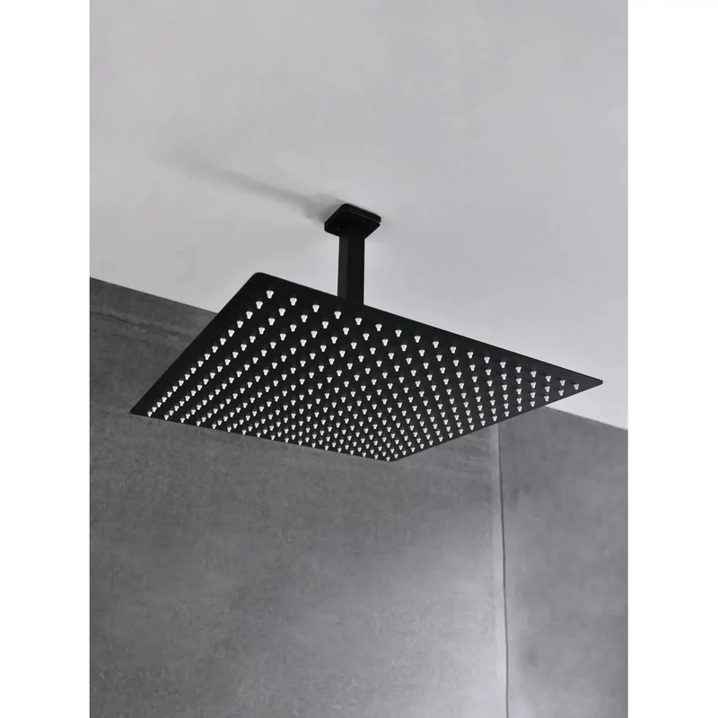 Top Shelf Heavy Duty Brass Shower System 16 Inch Square Rainfall Mixer Head With Self Cleaning Silicone Nozzles Smooth Water Flow For A No Nonsense Bathroom Upgrade