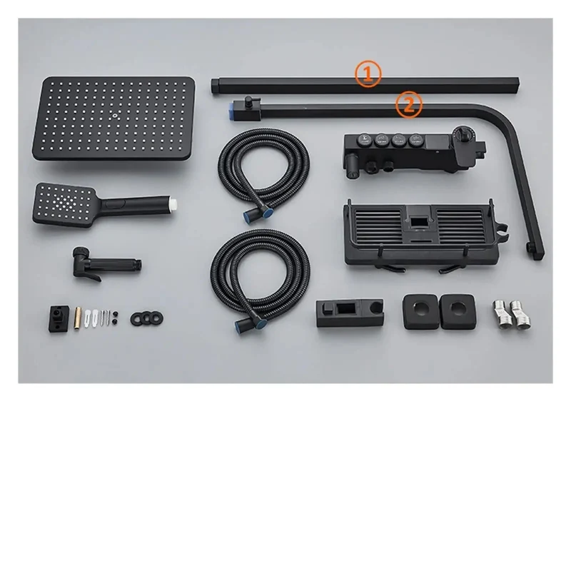 High Quality Premium Black Digital Shower System Featuring Slick Hydropower Thermostatic Flow And Rock Solid High Pressure Rainfall Head For Quick Bathtub Installation
