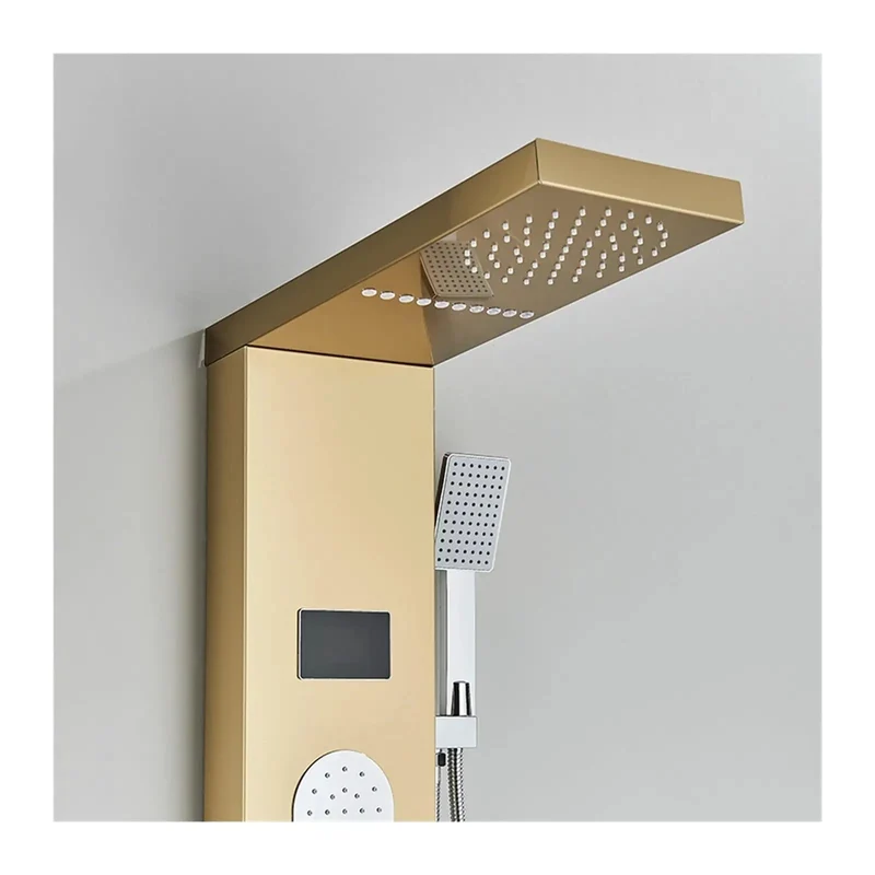 Top Shelf Digital Shower Panel With Big Led Display Six In One Rainfall And Massage Jets Built Tough Stainless Steel Bathroom Shower Tower Solid Black