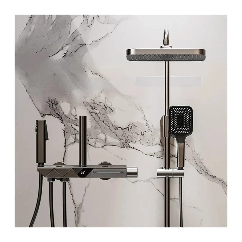 Premium All Copper Digital Shower System With Smart Thermostatic Valve And Crisp LED Display, Three Mode Handheld Sprayer For A Hella Smooth Bathroom Upgrade That Runs Sick Every Single Day