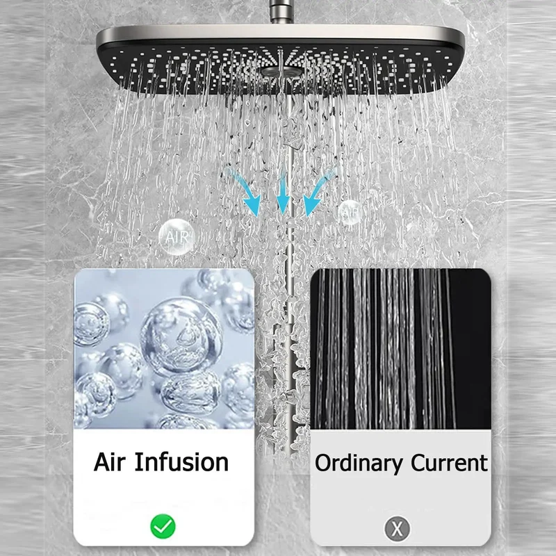 Solid Thermostatic Shower System With Digital Temp Control Four Function Faucet Set Featuring Handheld Sprayer And Waterfall Tub Spout For A Hassle Free Bathroom Setup That Hits Different Every Single Day