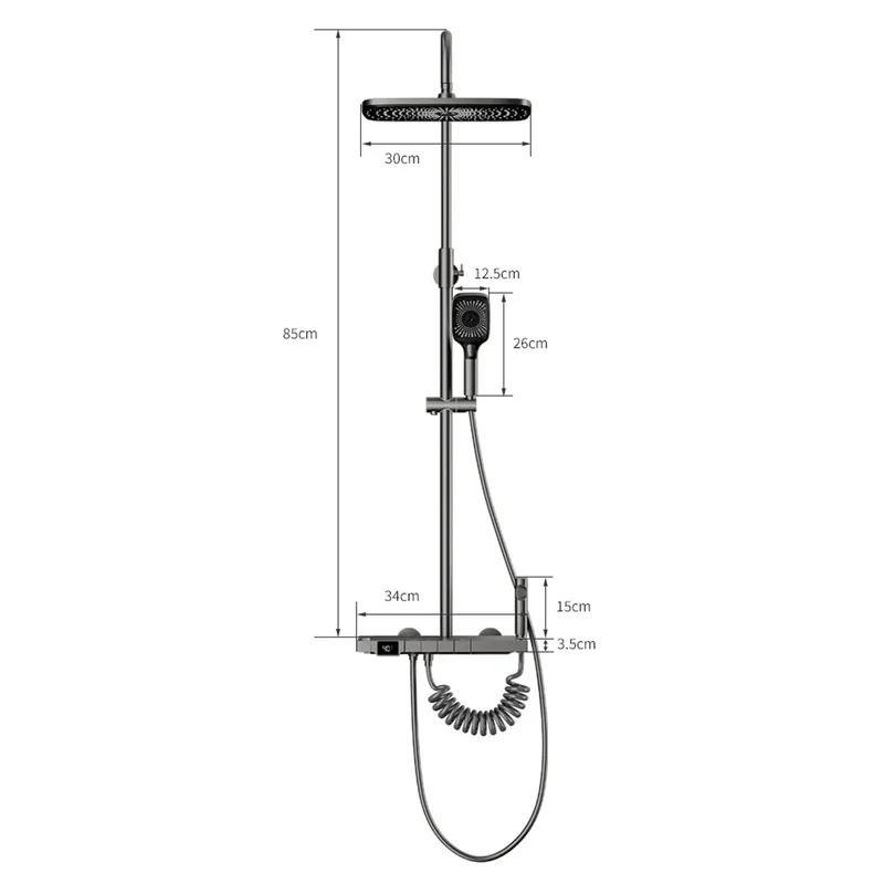 Solid Thermostatic Shower System With Digital Temp Control Four Function Faucet Set Featuring Handheld Sprayer And Waterfall Tub Spout For A Hassle Free Bathroom Setup That Hits Different Every Single Day