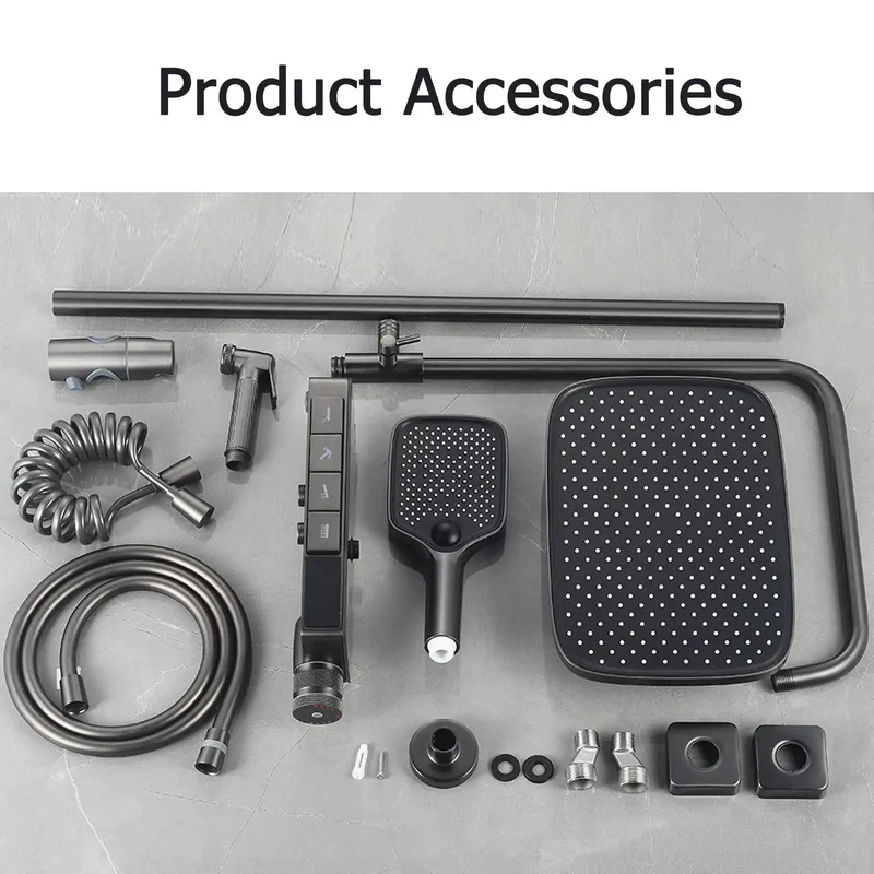Solid Thermostatic Shower System With Digital Display And 40 Degree Constant Temp Valve Features Four Function Mixer Rain Shower Head Bathtub Faucet And Bidet Sprayer For Quick Bathroom Refresh
