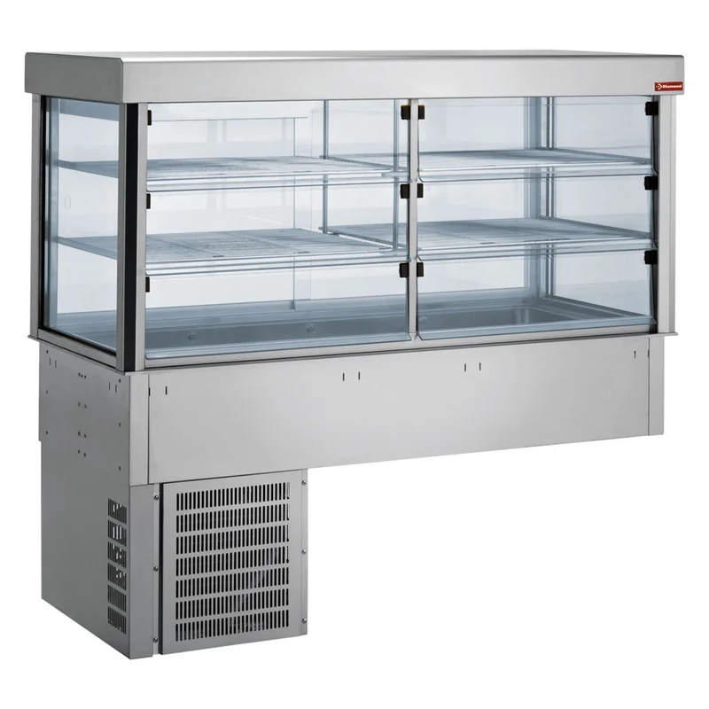 Gekühlte Aufsatzvitrine 3x GN 1/1 , Edelstahl , 2 Ebenen, IN/RPTV12-R2