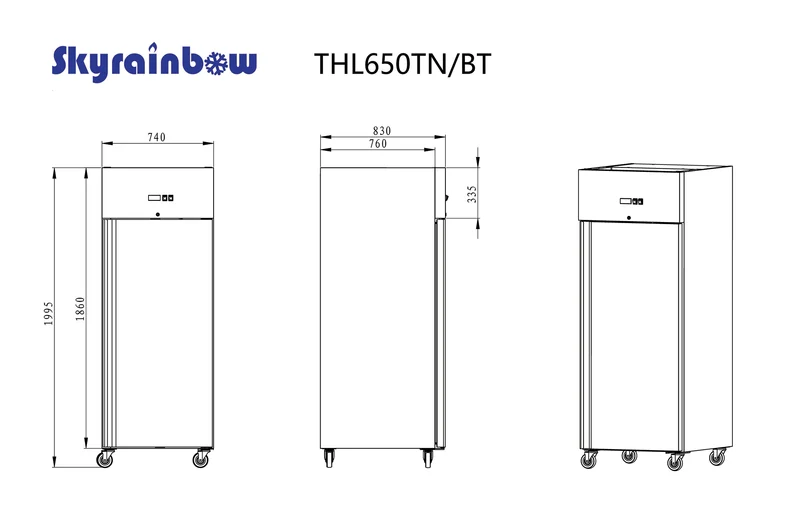 Edelstahltiefkühlschrank, Inhalt 610 Liter, GN2/1