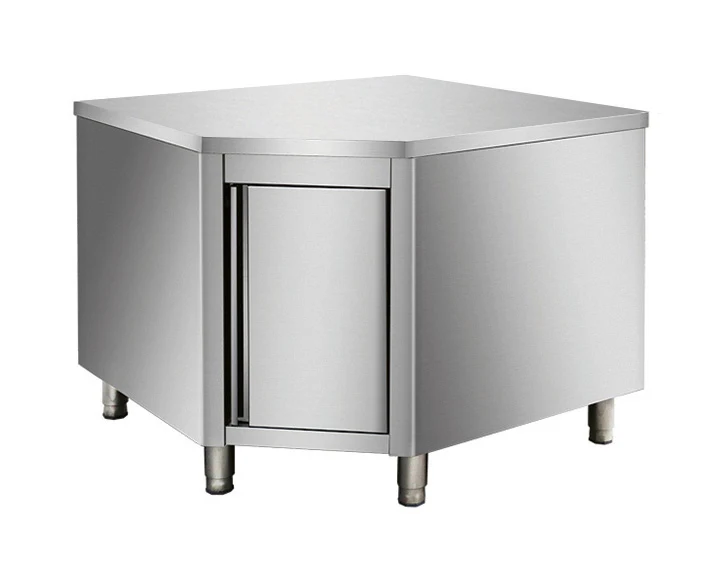 Arbeitsschrank aus Edelstahl, Eckmodul 700er Bautiefe