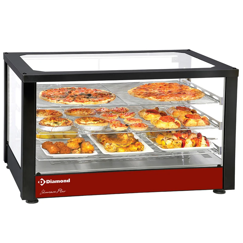 Wärmevitrine mit Umluft , 3 Ebenen & LED-Beleuchtung , 78 cm, HSD3-B2