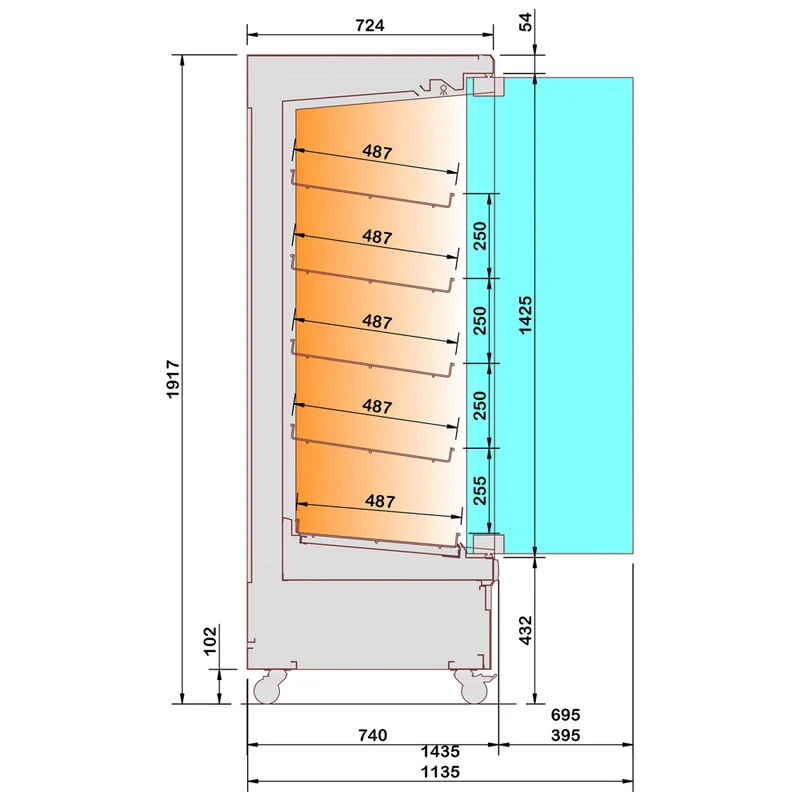 Wärmevitrine für Selbstbedienung , 100cm , Fahrbar , Schwarz, HAS10-G5