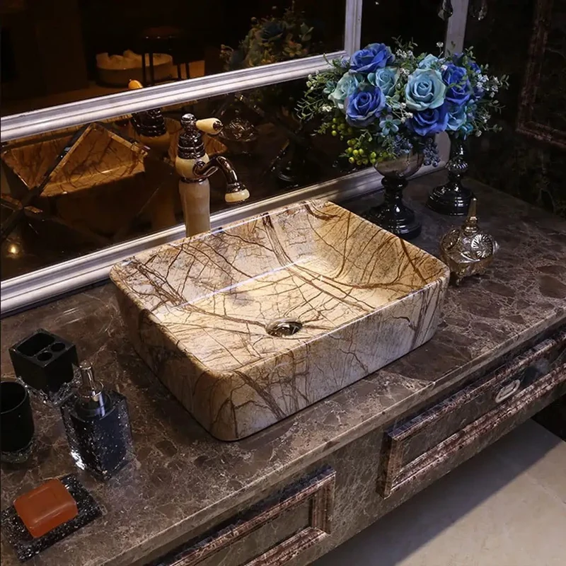 Top Shelf Rectangular Ceramic Vessel Sink With Faucet Modern Luxury Countertop Bathroom Vanity Basin Showstopper Washbasin Easy Cleanup For Dream Bathroom Remodel Project