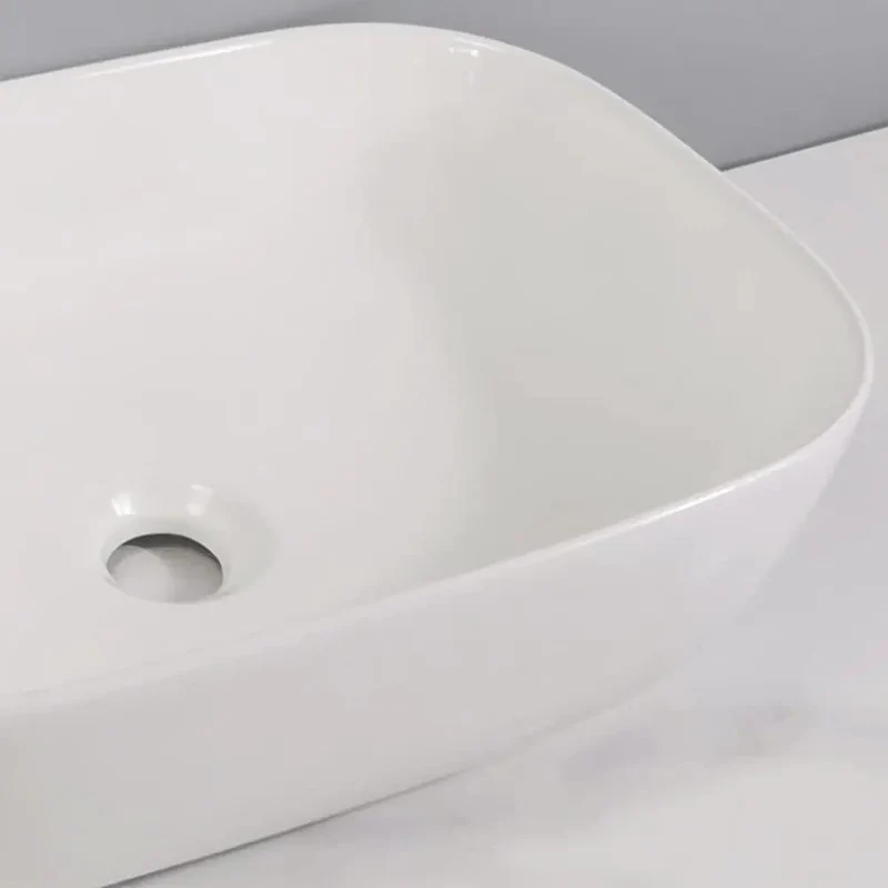Top Shelf Ultra Modern White Ceramic Vessel Sink For Above Counter Bathroom Vanity Rectangular Basin With Clean Minimalist Lines And That Luxe Bathroom Decor Vibe