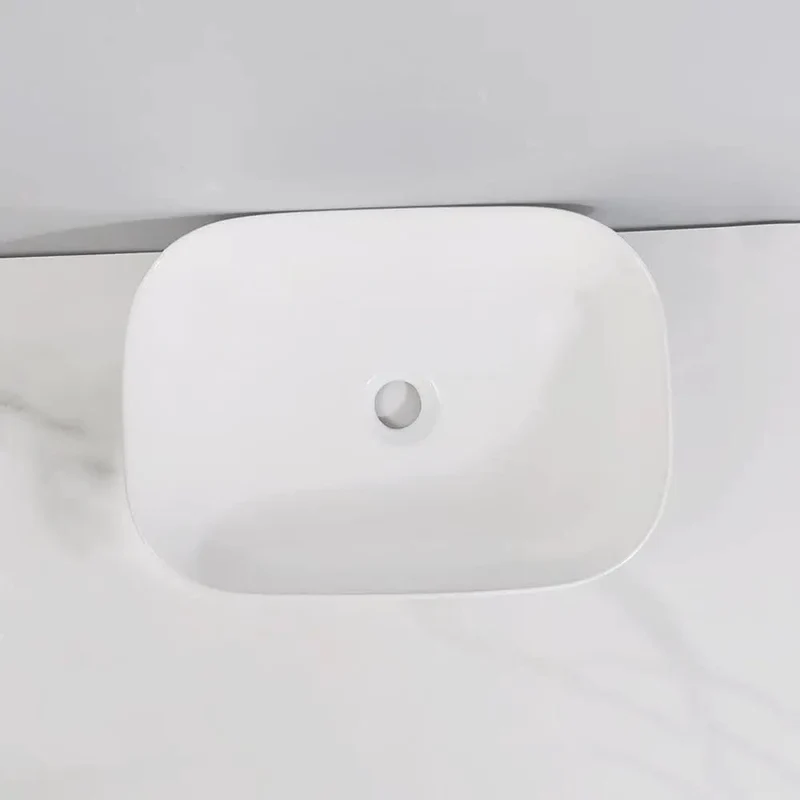 Top Shelf Ultra Modern White Ceramic Vessel Sink For Above Counter Bathroom Vanity Rectangular Basin With Clean Minimalist Lines And That Luxe Bathroom Decor Vibe