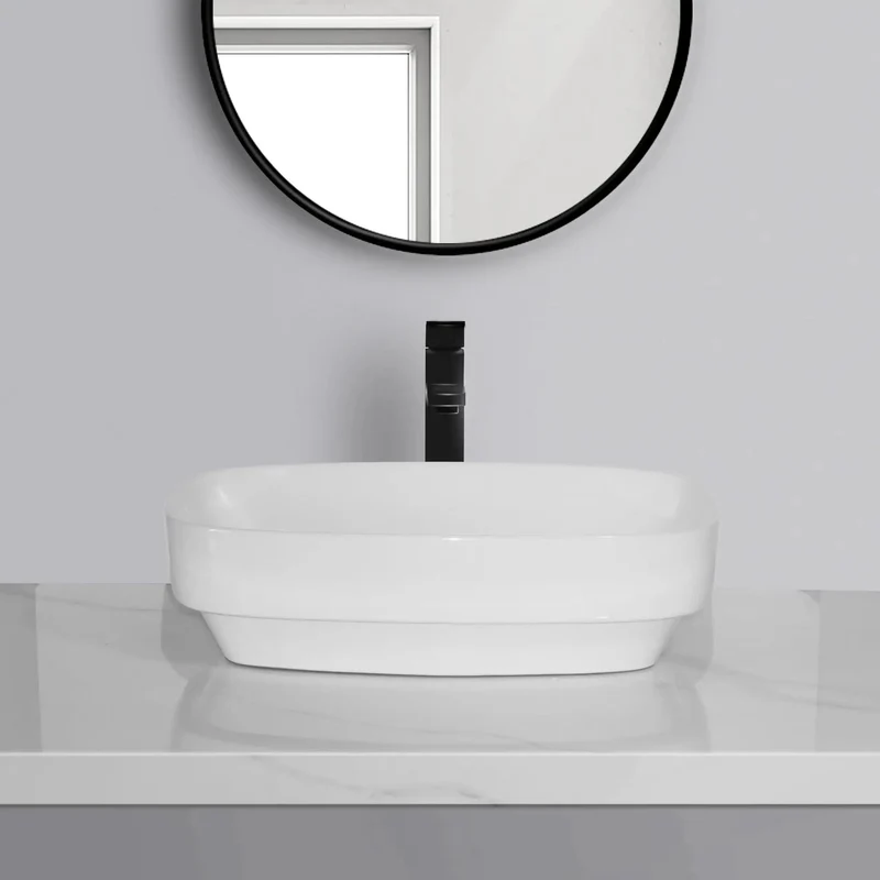The Real Deal Square Ceramic Vessel Sink Featuring Smooth Rounded Corners For Above Counter Setup In Modern Bathrooms To Bring Your Home Decor Game A Major Upbeat Glow Up