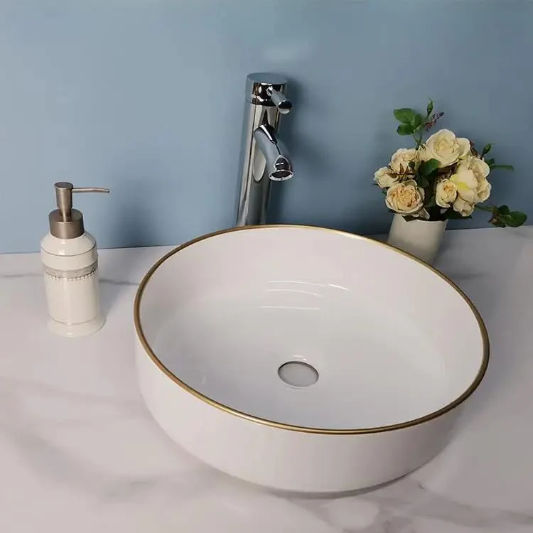 Killer Design Round Ceramic Vessel Sink For Above Counter Bathroom And Bar Vanity Straight Up Premium Tabletop Washbasin Zero Hassle Cleaning Slick White Porcelain Bowl Sink
