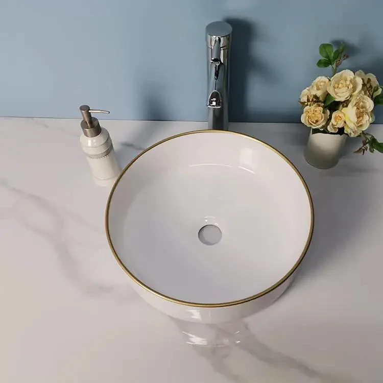 Killer Design Round Ceramic Vessel Sink For Above Counter Bathroom And Bar Vanity Straight Up Premium Tabletop Washbasin Zero Hassle Cleaning Slick White Porcelain Bowl Sink