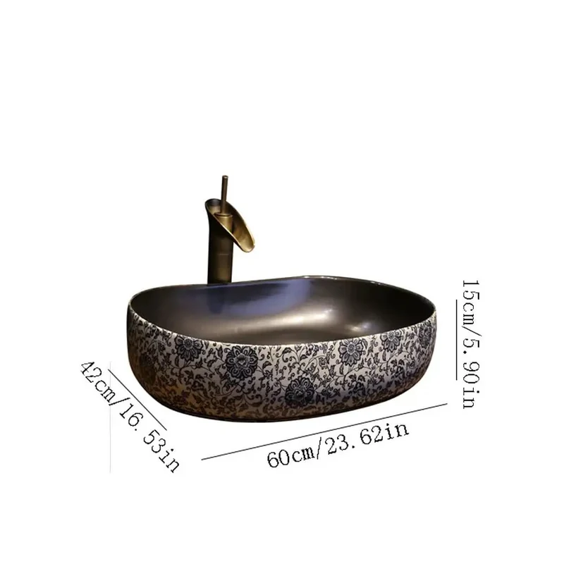 Modern Luxury Ceramic Vessel Sink For Bathroom Countertop Wash Basin With Faucet Sleek Retro Art Bowl That Levels Up Your Bathroom Game And Brings Fresh Minimalist Vibes All Day