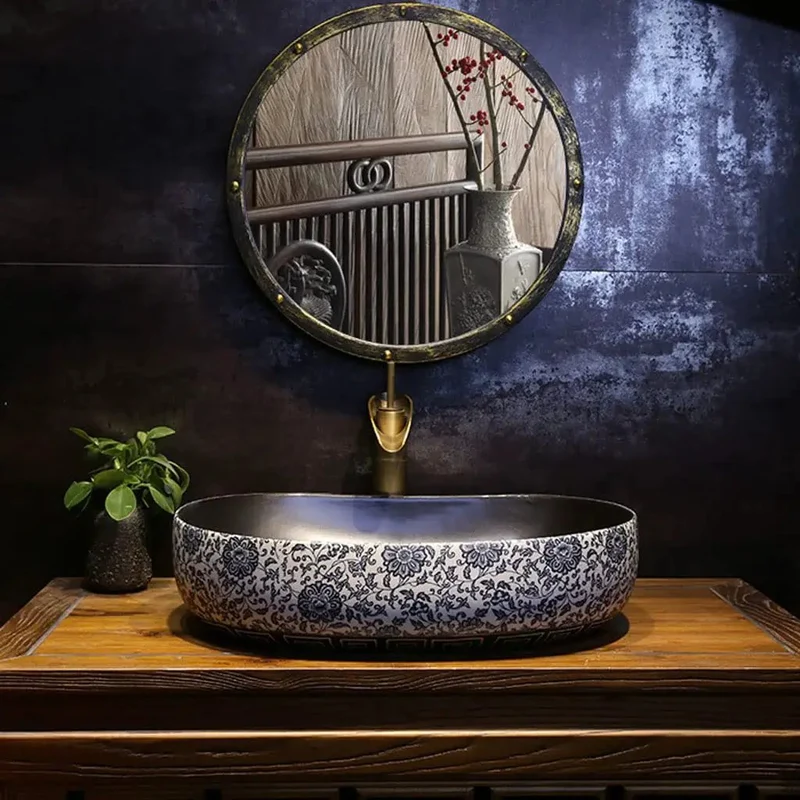 Modern Luxury Ceramic Vessel Sink For Bathroom Countertop Wash Basin With Faucet Sleek Retro Art Bowl That Levels Up Your Bathroom Game And Brings Fresh Minimalist Vibes All Day