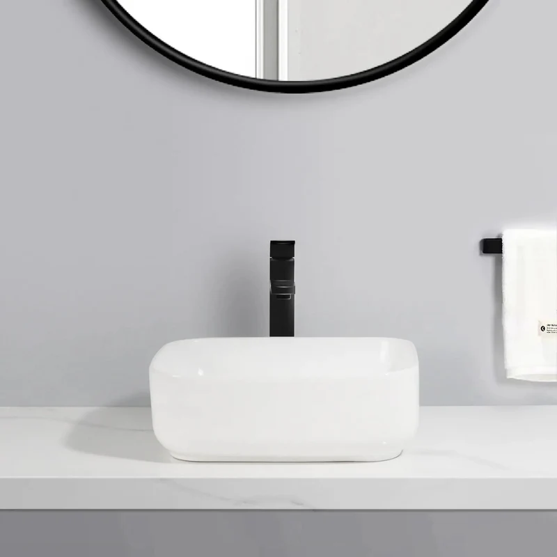 Top Tier Ceramic Vessel Sink Small Square Countertop Washbasin Slick White Bathroom Bowl Sink Game Changer Modern Design For Your Kitchen Or Fresh Bath Setup