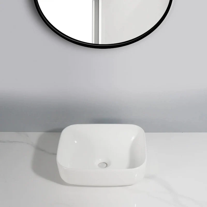 Top Tier Ceramic Vessel Sink Small Square Countertop Washbasin Slick White Bathroom Bowl Sink Game Changer Modern Design For Your Kitchen Or Fresh Bath Setup