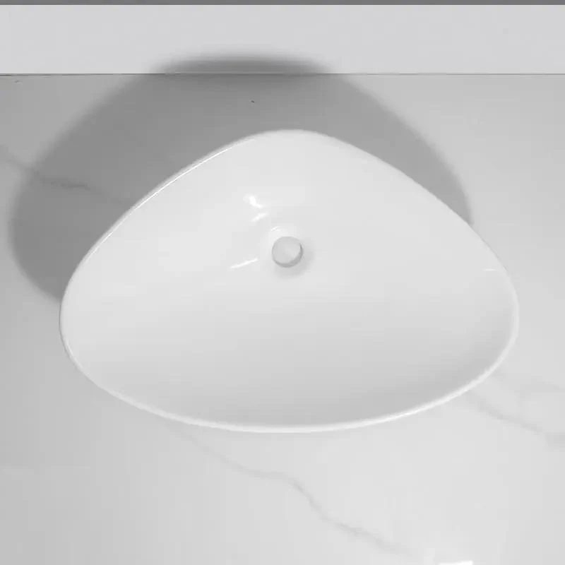 Modern Triangle Vessel Sink Countertop Bathroom Wash Basin White Ceramic Luxury Vanity Bowl Elegant Apartment Decor Sink Spacious Spa Like Relaxation Clean Minimalist Upgrade