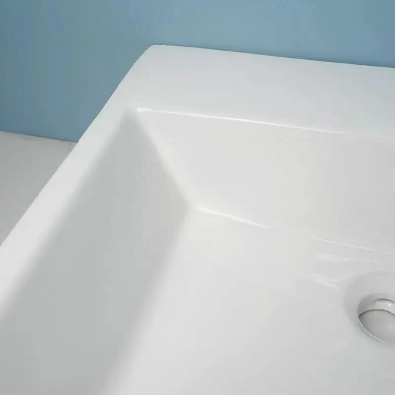 Slick Ceramic Vessel Sink Bathroom Washbasin Above Ground Wall Mount Basin With Sharp Modern Luxury Lines Smooth Glaze Finish Effortless Install Top Shelf Durable Contemporary Fixtures