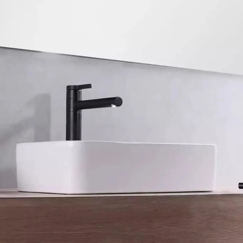 Modern Rectangular Vessel Sink For Countertop Vanity Slick Ceramic Washbasin With Minimalist Design No Fuss Cleanup Bathroom Art Basin Big Time Upgrade For Your Daily Home Spa Routine