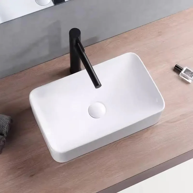 Modern Rectangular Vessel Sink For Countertop Vanity Slick Ceramic Washbasin With Minimalist Design No Fuss Cleanup Bathroom Art Basin Big Time Upgrade For Your Daily Home Spa Routine
