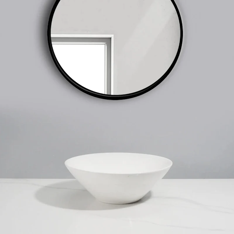 Sleek Ceramic Bathroom Vessel Sink Featuring Slick Lampshade Design For Countertop Setup Modern Luxury Wash Basin Straight Up Premium Home Fixtures That Deliver Heavy Duty Hotel Vibes