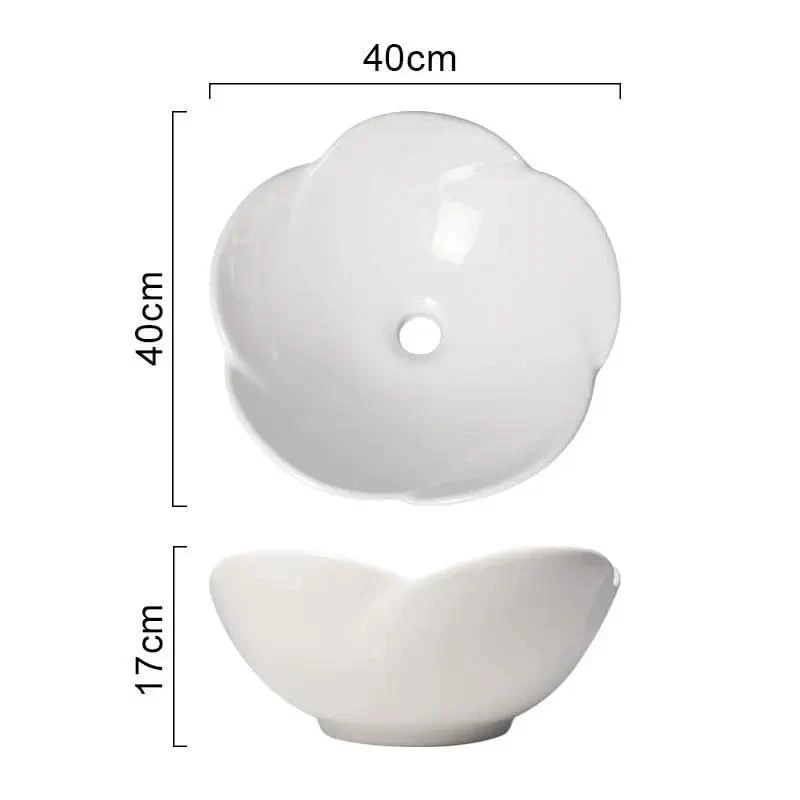 Top Tier Ceramic Vessel Sink For Bathroom Counter Straight Up Sleek White Wash Basin With Smooth As Glass Finish Hassle Free Cleaning And Low Key Stunning Petal Shape For Effortless Daily Use