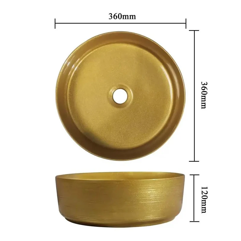 Round Golden Vessel Bathroom Sink Modern Counter Basin Art Wash Bowl Featuring Smooth Stain Resistant Glaze For No Sweat Cleanup And Drop Dead Gorgeous Long Shine