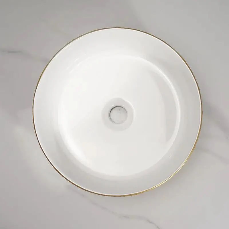 Golden Round Vessel Bathroom Sink Above Counter Retro Wash Basin Zero Hassle No Sweat Cleanup Rich Metallic Finish Rock Solid Ceramic Vanity Basin Quick Mount For Modern Home And Balcony Space