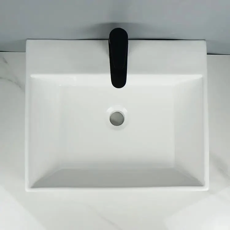 Sleek White Ceramic Wall Mounted Bathroom Sink With Square Vessel Design And Smooth Glossy Finish For Dead Simple Cleanup Zero Yellowing Totally Hassle Free Maintenance Modern Countertop Washbasin