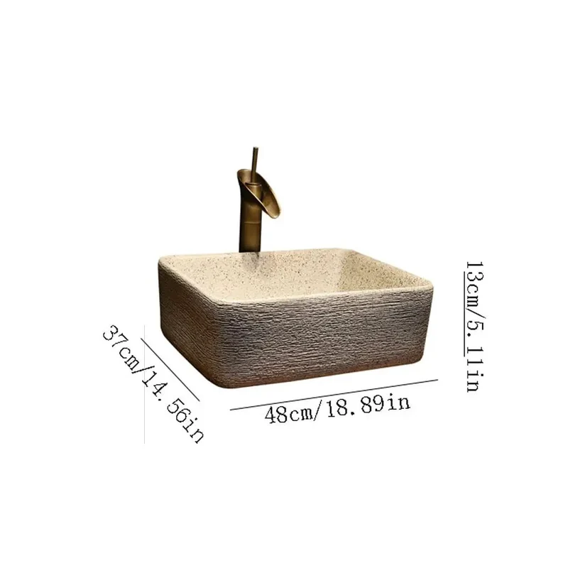 Slick Rectangular Ceramic Vessel Sink Comes With Faucet No Sweat Cleanup Countertop Washbasin Stain Proof Coating For Modern Bathrooms And Durable Daily Grind Living