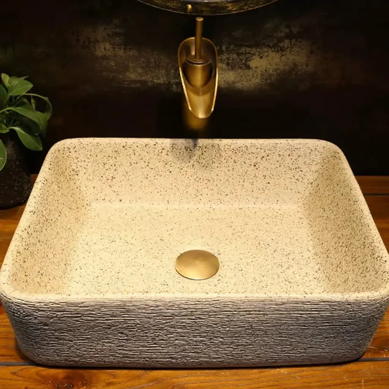 Slick Rectangular Ceramic Vessel Sink Comes With Faucet No Sweat Cleanup Countertop Washbasin Stain Proof Coating For Modern Bathrooms And Durable Daily Grind Living