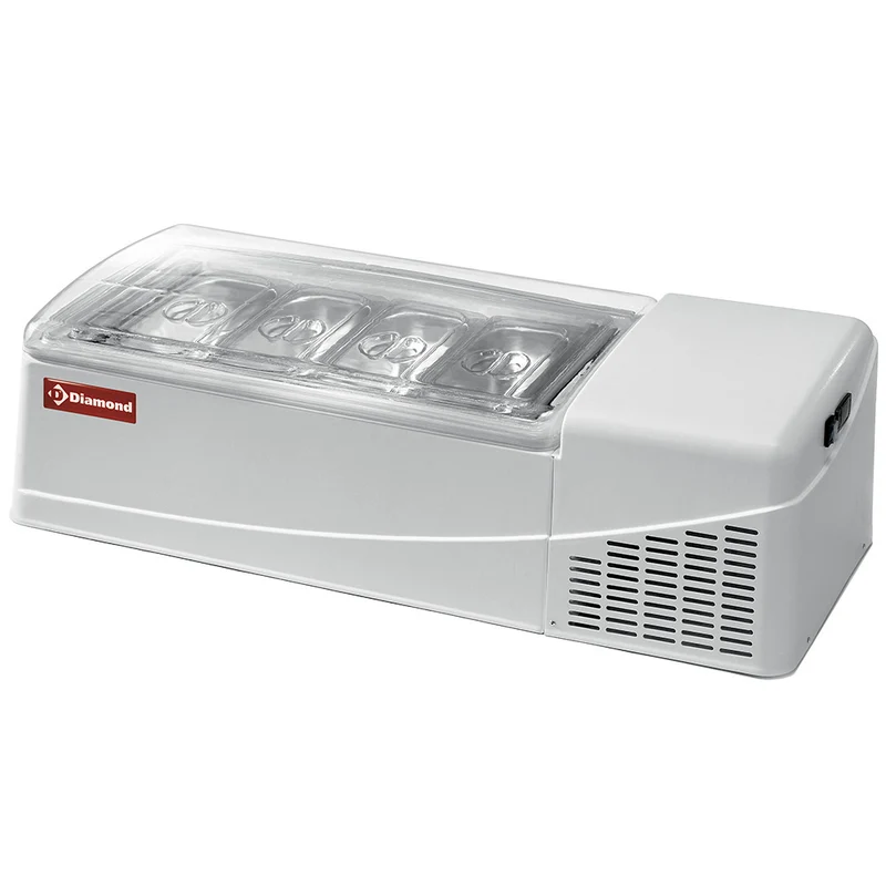 Tisch-Eisvitrine für 4 bis 8 Behälter , Statische Kühlung, GEL/48L-R2
