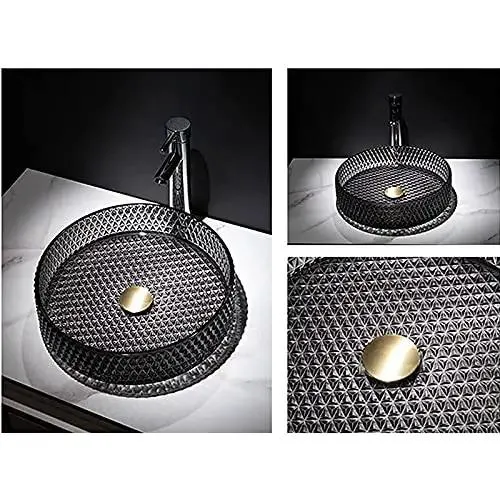 High Grade Tempered Glass Vessel Sink For Modern Bathroom And Bar Countertop Vanity Bowl In Durable Matte Black Finish With Complete Hardware Kit Straight Fire Look