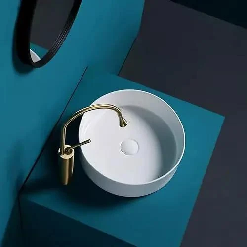 Round Countertop Vessel Sink With Thickened Copper Drain Basket For Bathroom Washbasin And Balcony Area Game Changing No Fuss Cleanup Top Tier Modern Design Hassle Free Installation And Slick Finish For Daily Use