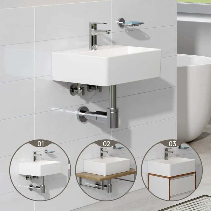 Compact White Bathroom Wash Basin With Integrated Led Lighting Straightforward Wall Or Counter Setup Stainproof Finish And No Sweat Cleanup Perfect For Tight Spaces And Fresh Vibes