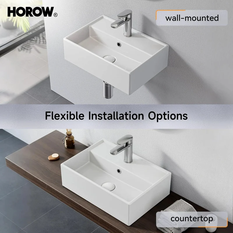 Top Shelf Bathroom Wash Basin Countertop Wall Mounted Rectangular Sink With Stain Resistant Smooth Finish Zero Drama Cleaning Perfect For Cramped Baths Quick Room Refreshes Built Dang Tough