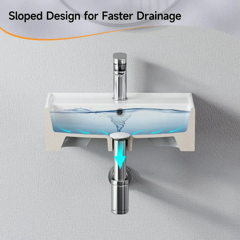 Top Shelf Bathroom Wash Basin Countertop Wall Mounted Rectangular Sink With Stain Resistant Smooth Finish Zero Drama Cleaning Perfect For Cramped Baths Quick Room Refreshes Built Dang Tough