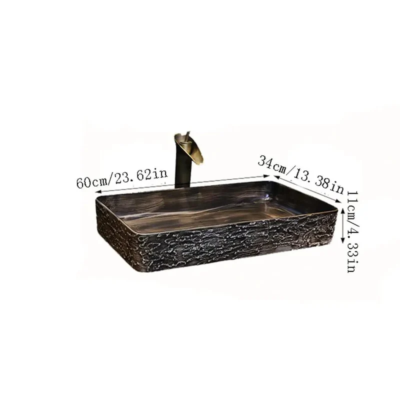 Rectangular Ceramic Undermount Bathroom Vanity Sink With Faucet Slick Finish Straight Up Solid Rock Hard Durability Main Event Countertop Washbasin For Homes And Commercial Spots