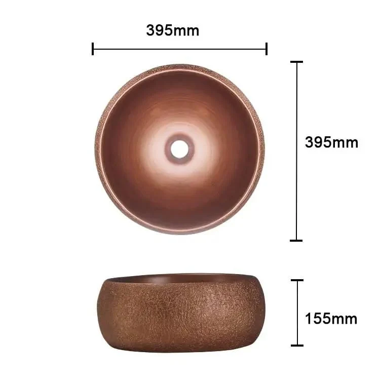 Modern Rose Gold Vessel Bathroom Sink Top Mount Round Ceramic Basin Over Counter Washstand Swanky Glossy Finish Effortless Design Standout Home Decor Premium Mini Tub For Luxe Spaces And Spa Sets