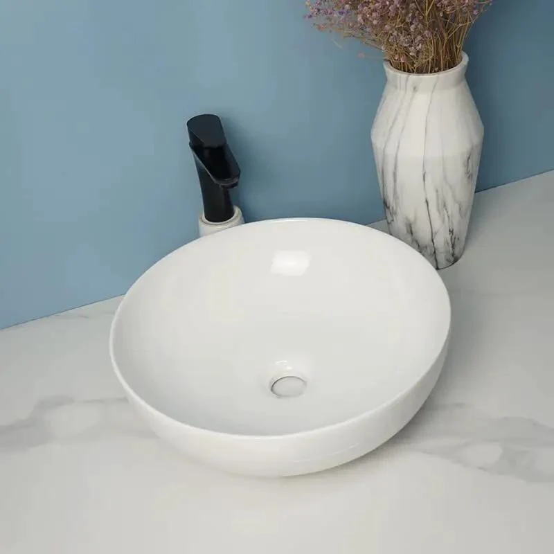 Hella Stylish Round Vessel Sink Ceramic Above Counter Basin For Bathroom And Home Bar Vanity Simple Modern Luxury Washbasin Smooth Gloss Finish Top Notch Elegance For Your Daily Routine Upgrade