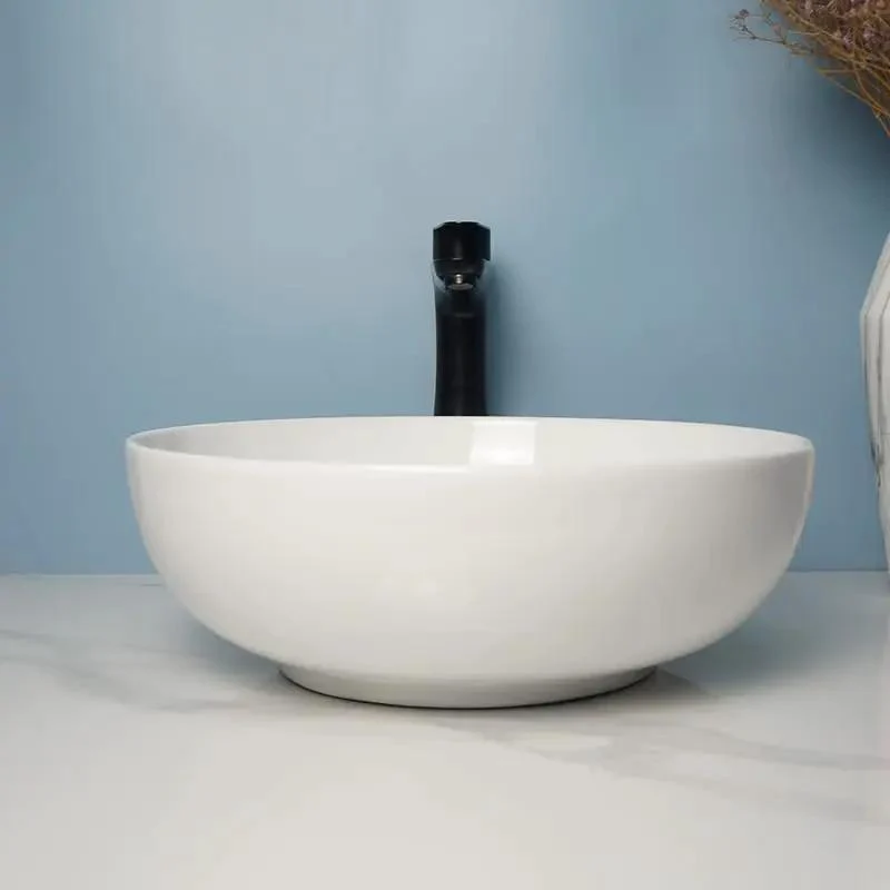 Hella Stylish Round Vessel Sink Ceramic Above Counter Basin For Bathroom And Home Bar Vanity Simple Modern Luxury Washbasin Smooth Gloss Finish Top Notch Elegance For Your Daily Routine Upgrade