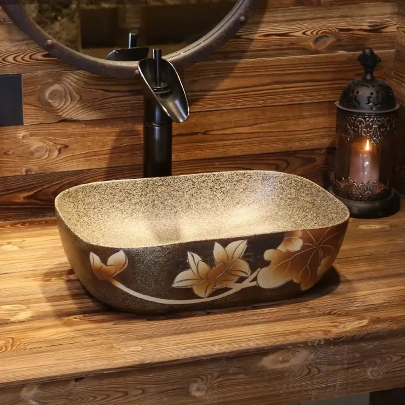 Top Shelf Ceramic Vessel Sink For Bathroom Vanity Countertop Basin With A Killer Vintage Art Look And Smooth Modern Luxury Finish Crafted To Upgrade Any Home Space Or Commercial Washroom Setup Today