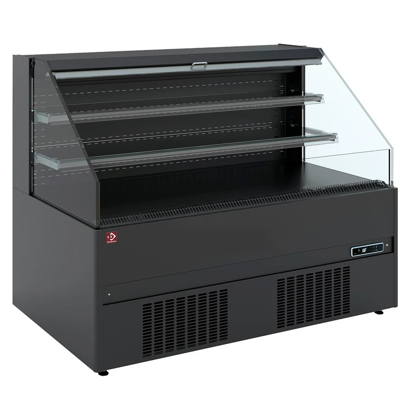 Halbhohes Wandkühlregal 1315 mm in Schwarz , steckerfertig, GBN13-L5