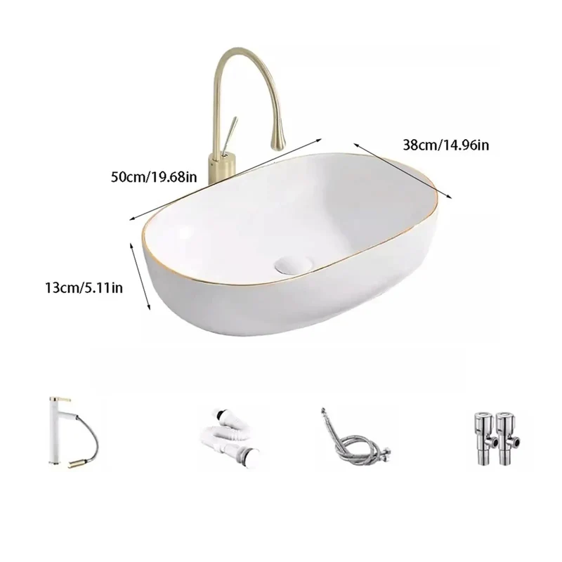 High Gloss Glaze Hella Durable Vessel Sink With Polished Gold Edge Trim Provides Chic Flex For Every Bathroom Setup While Making Daily Cleanup Dead Simple And Delivering Straight Fire Elegance