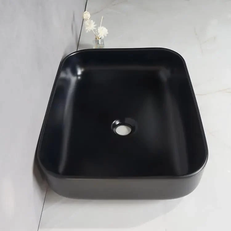 Premium Black Ceramic Vessel Sink For Above Counter Bathroom Vanity Glossy Countertop Wash Basin With Smooth Curves And Hassle Free Install For Modern Hotels Or Upscale Home Fixtures