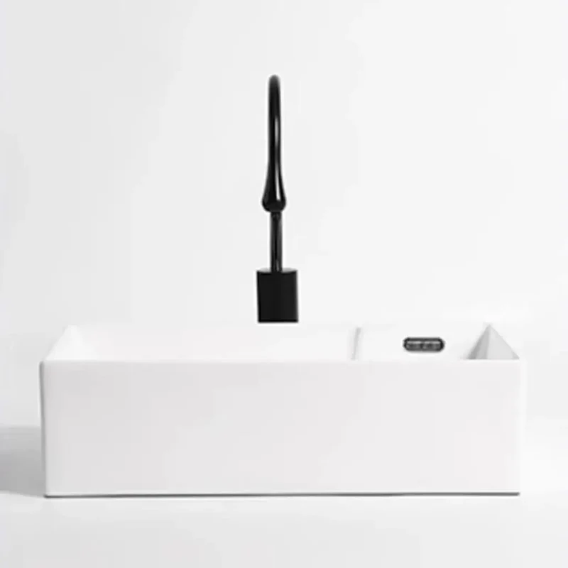Kickass Modern Ceramic Vessel Sink Featuring Integrated Washboard Panel Hella Slick Table Basin Perfect For Bathrooms Balconies Or Mudrooms Anti Overflow Design Makes Cleanup A Breeze Every Time