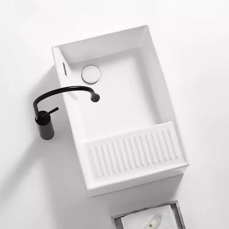 Kickass Modern Ceramic Vessel Sink Featuring Integrated Washboard Panel Hella Slick Table Basin Perfect For Bathrooms Balconies Or Mudrooms Anti Overflow Design Makes Cleanup A Breeze Every Time