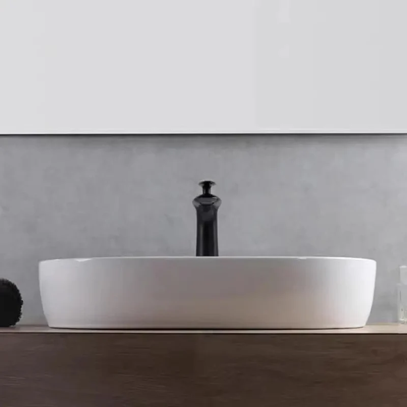 Sleek Long Ceramic Vessel Sink For Bathroom Vanity Minimalist Table Basin Premium Porcelain Washbasin Straight Up Zero Hassle Cleanup A Real Game Changer For Home Or Hotel Bath Areas